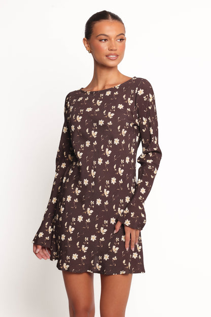 Amity Mini Dress - Brown Floral