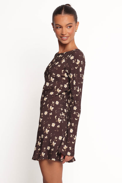 Amity Mini Dress - Brown Floral