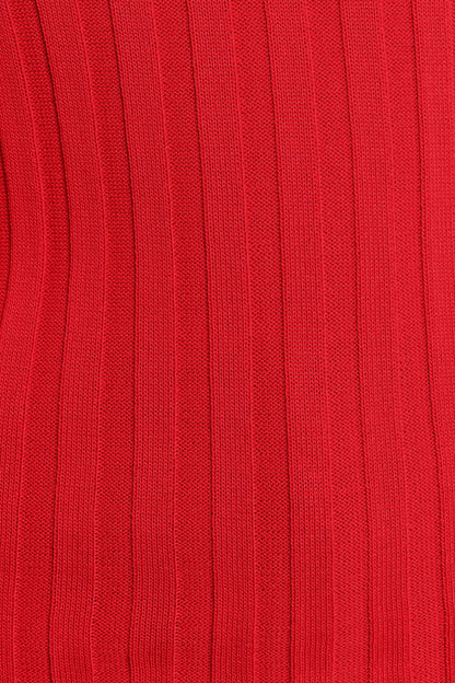 Aneesa Wide Rib Knit Top - Red