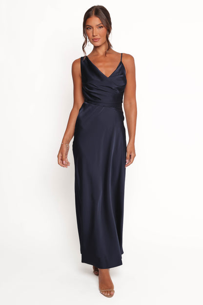 Anela Asymmetric Midi Dress - Navy
