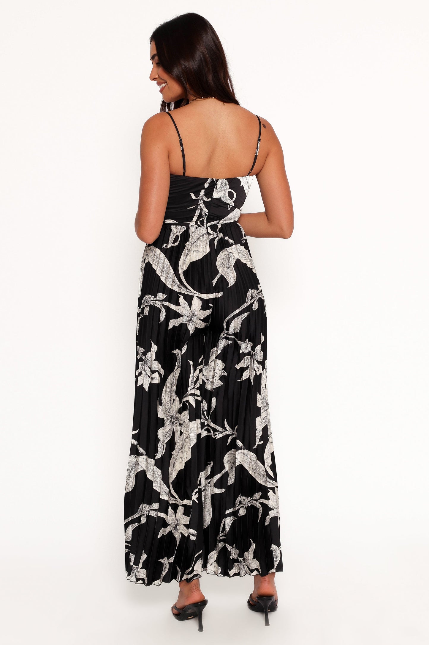 Angelique Pleated Jumpsuit - Black Floral