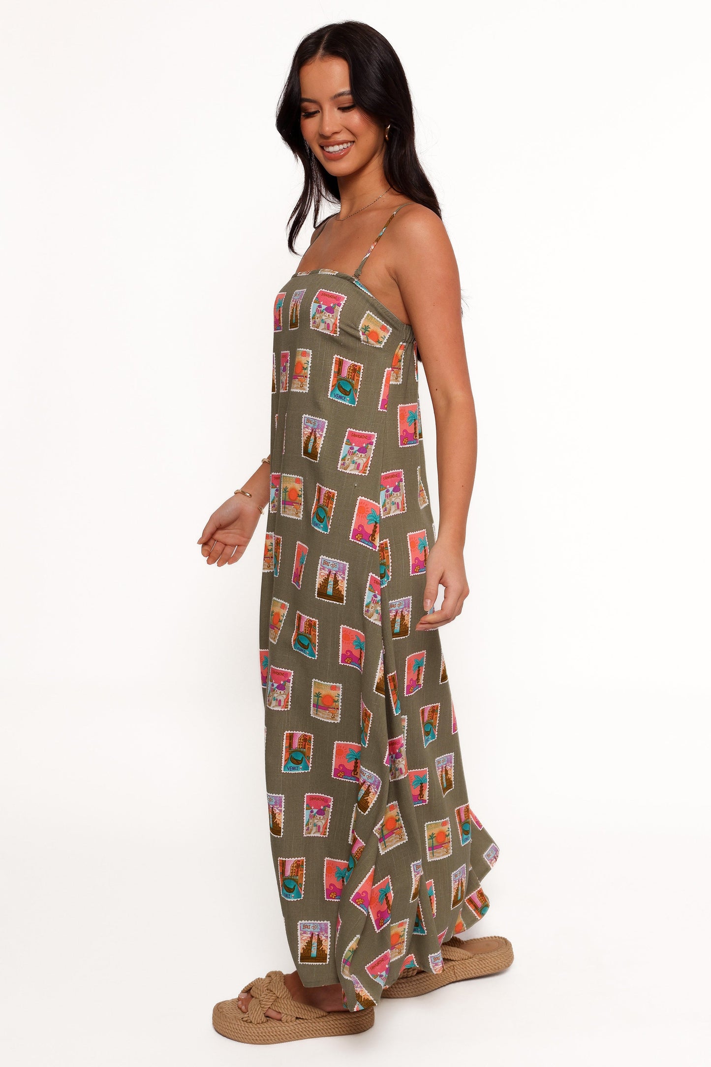 Aoife Maxi Dress - Olive Print