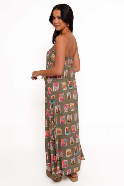 Aoife Maxi Dress - Olive Print