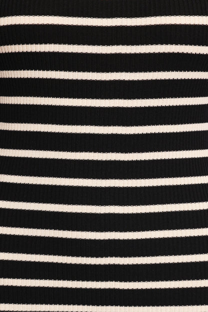 Arabella Knit Dress - Black Beige Stripe
