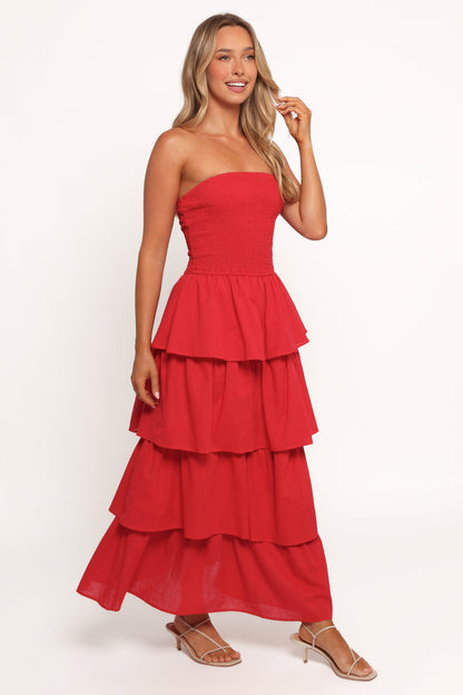 Arcadia Maxi Strapless Dress - Red