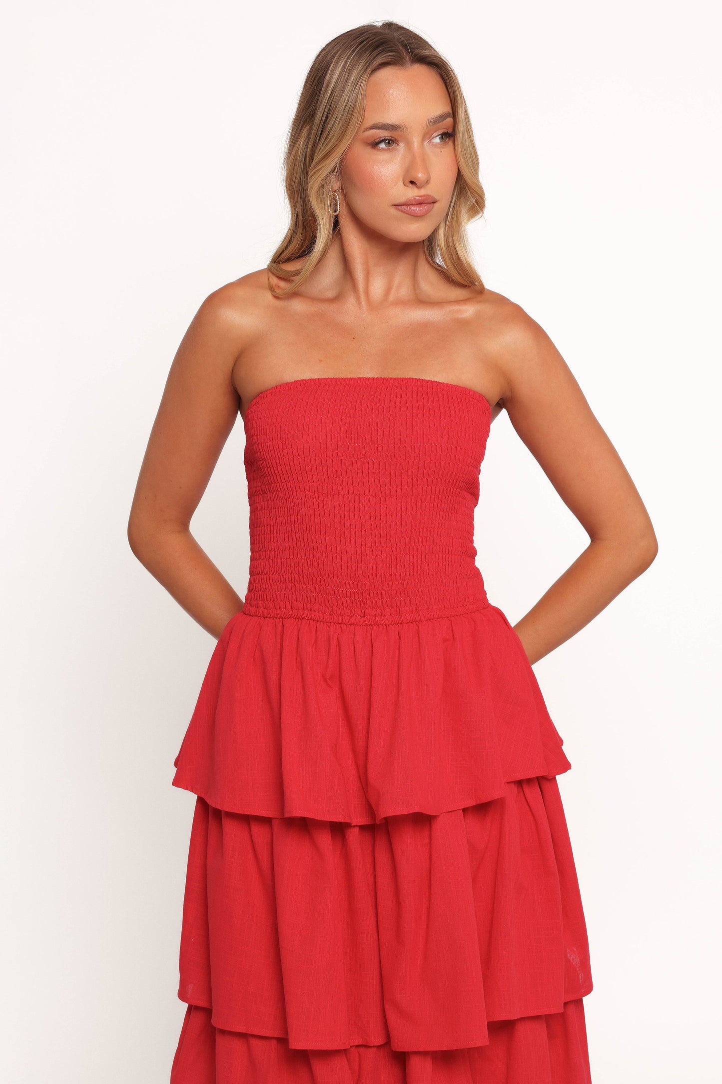 Arcadia Maxi Strapless Dress - Red