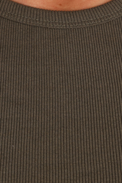 Ari Ribbed Tank Top - Olive