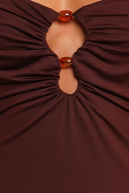 Ashy Midi Dress - Brown