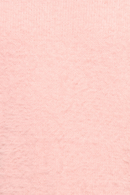 Aspra Fuzzy Crewneck Knit Sweater - Pink