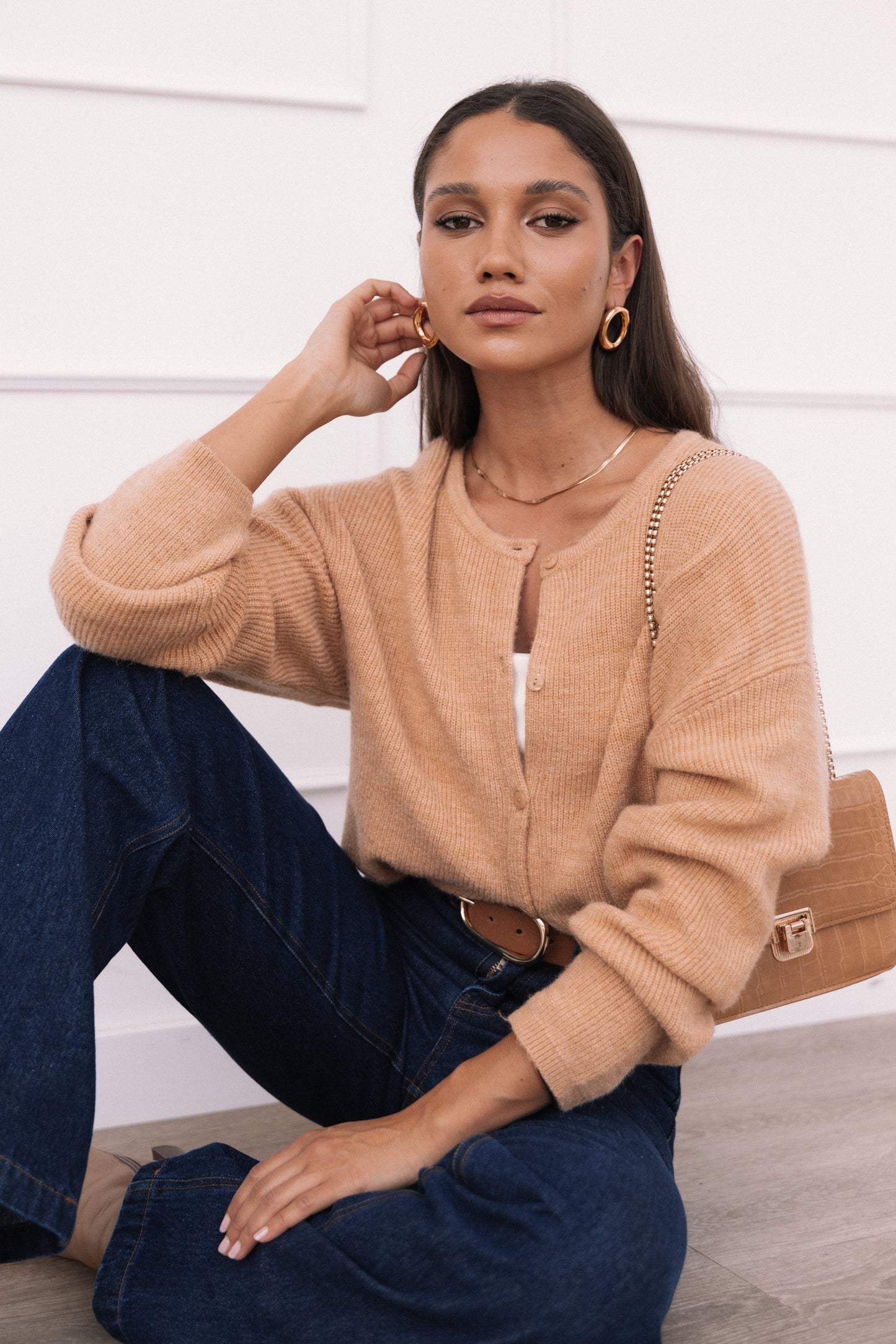 Astor Classic Button Up Cardigan - Caramel