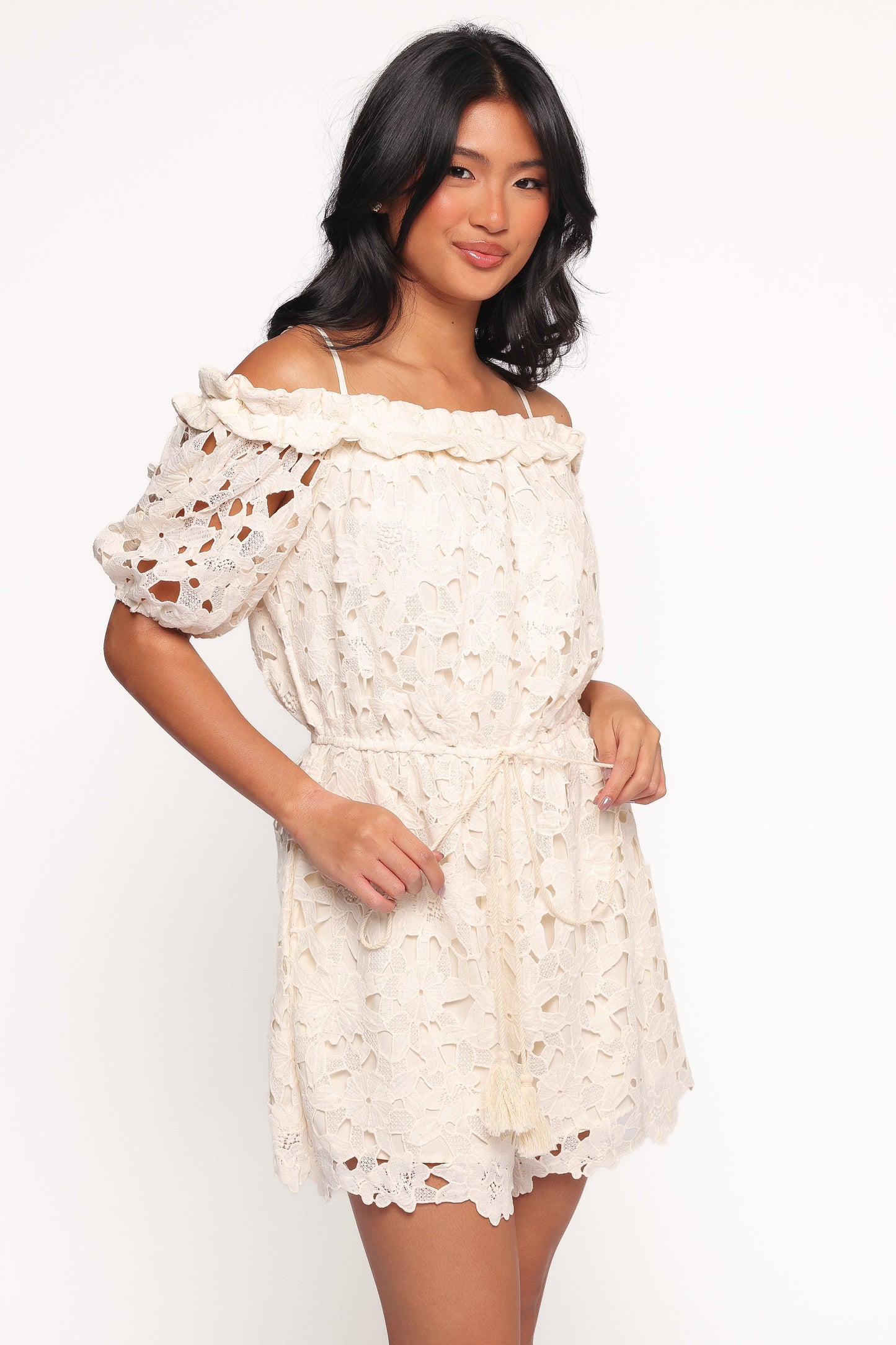 Athina Lace Romper - White