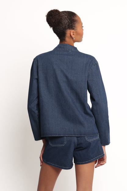 Avon Bow Front Denim Shacket - Denim