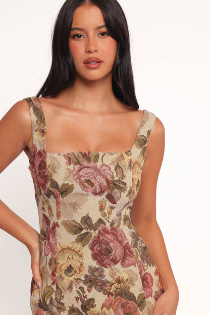 Awhina Mini Dress - Jacquard Floral