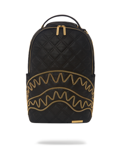 NOIR QUILT GOLD CHAIN SHARK BACKPACK (DLXV)