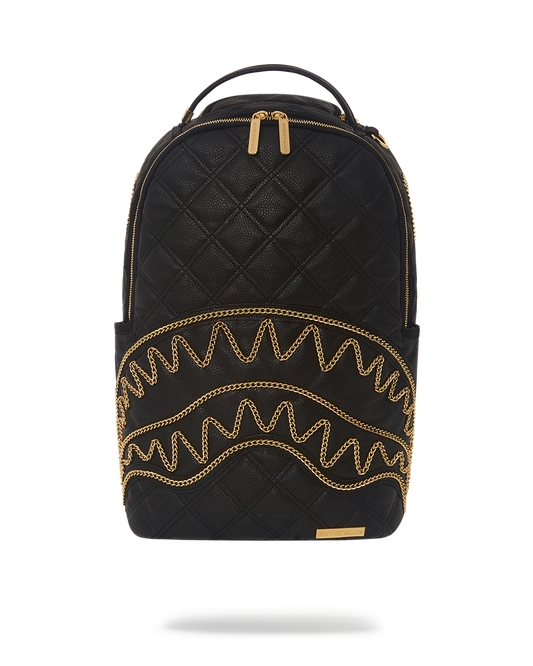 NOIR QUILT GOLD CHAIN SHARK BACKPACK (DLXV)