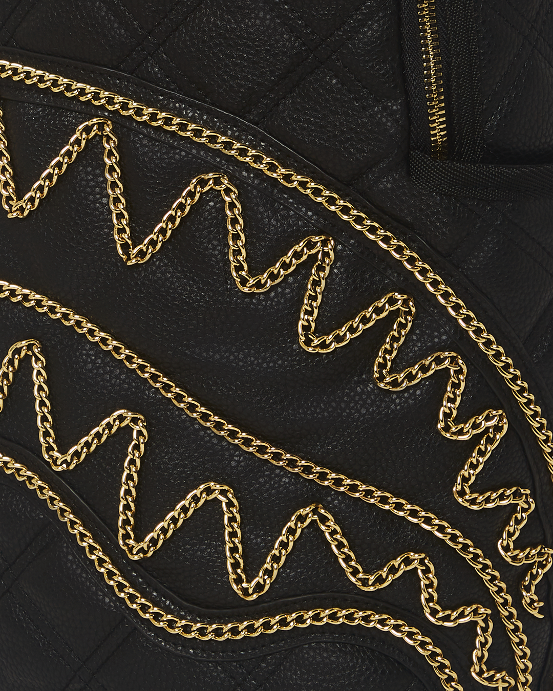 NOIR QUILT GOLD CHAIN SHARK BACKPACK (DLXV)