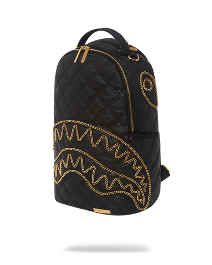 NOIR QUILT GOLD CHAIN SHARK BACKPACK (DLXV)