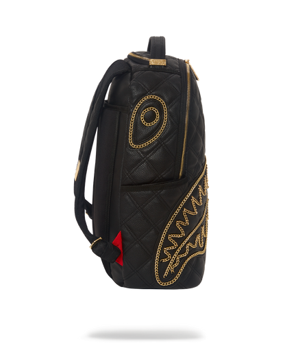 NOIR QUILT GOLD CHAIN SHARK BACKPACK (DLXV)