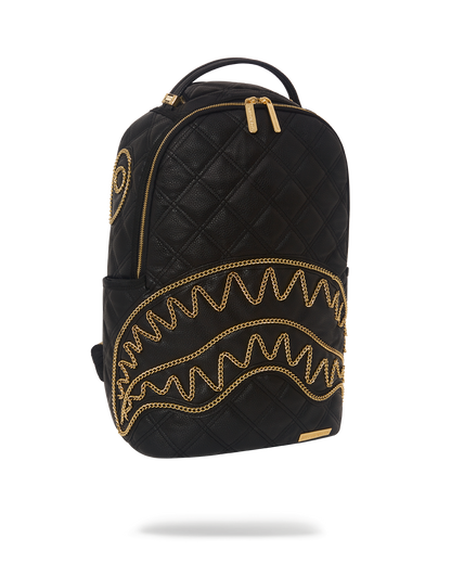 NOIR QUILT GOLD CHAIN SHARK BACKPACK (DLXV)