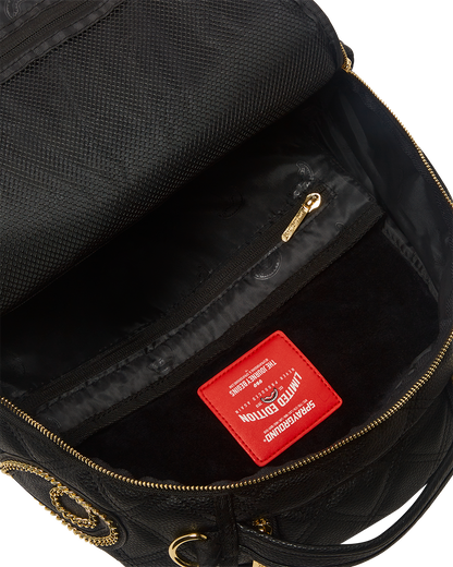 NOIR QUILT GOLD CHAIN SHARK BACKPACK (DLXV)