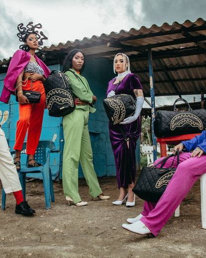 NOIR QUILT GOLD CHAIN SHARK SAVAGE BACKPACK