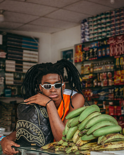 NOIR QUILT GOLD CHAIN SHARK SAVAGE BACKPACK