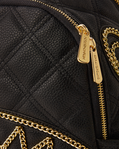 NOIR QUILT GOLD CHAIN SHARK SAVAGE BACKPACK