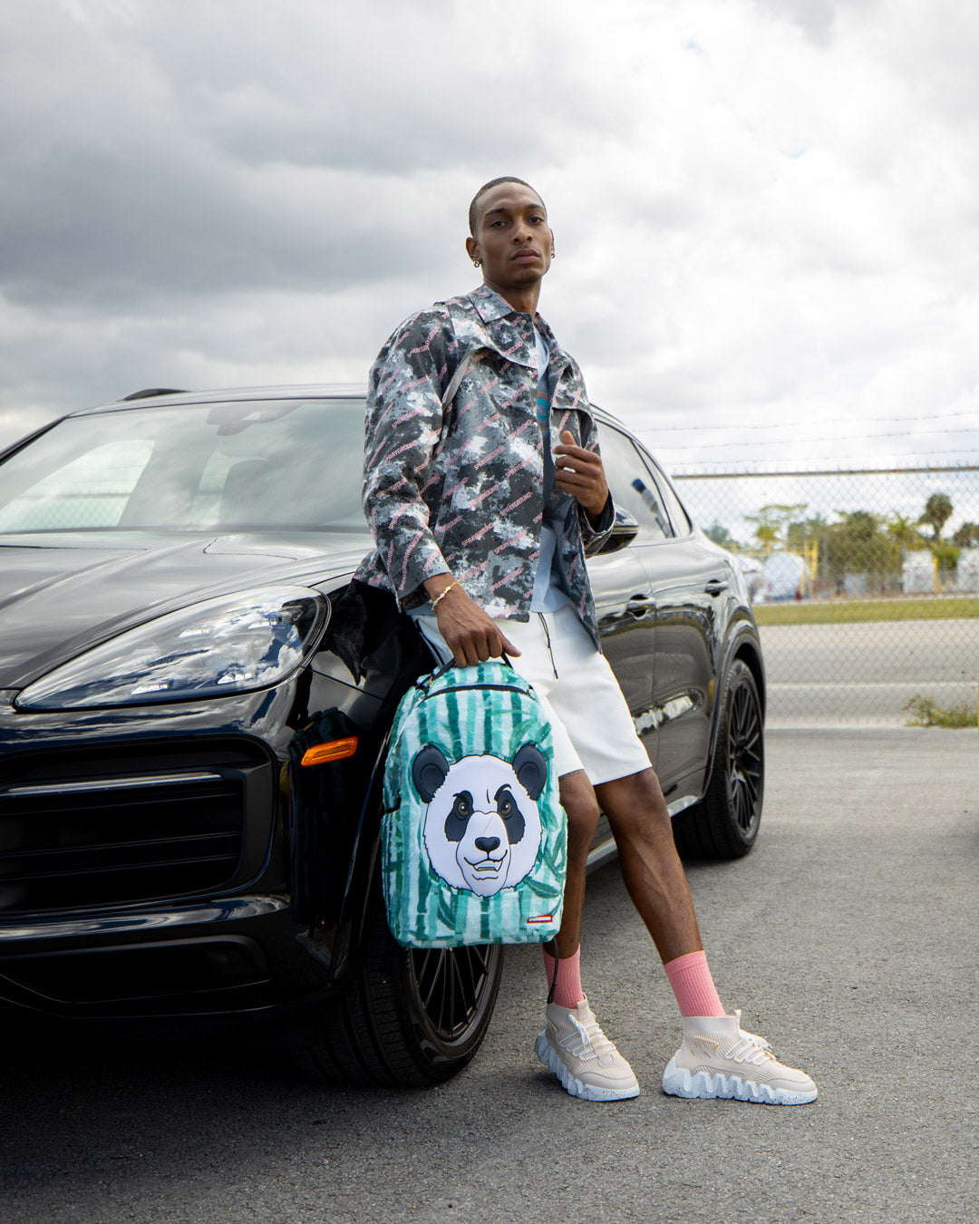 PANDA COZY VELOUR FUR BACKPACK