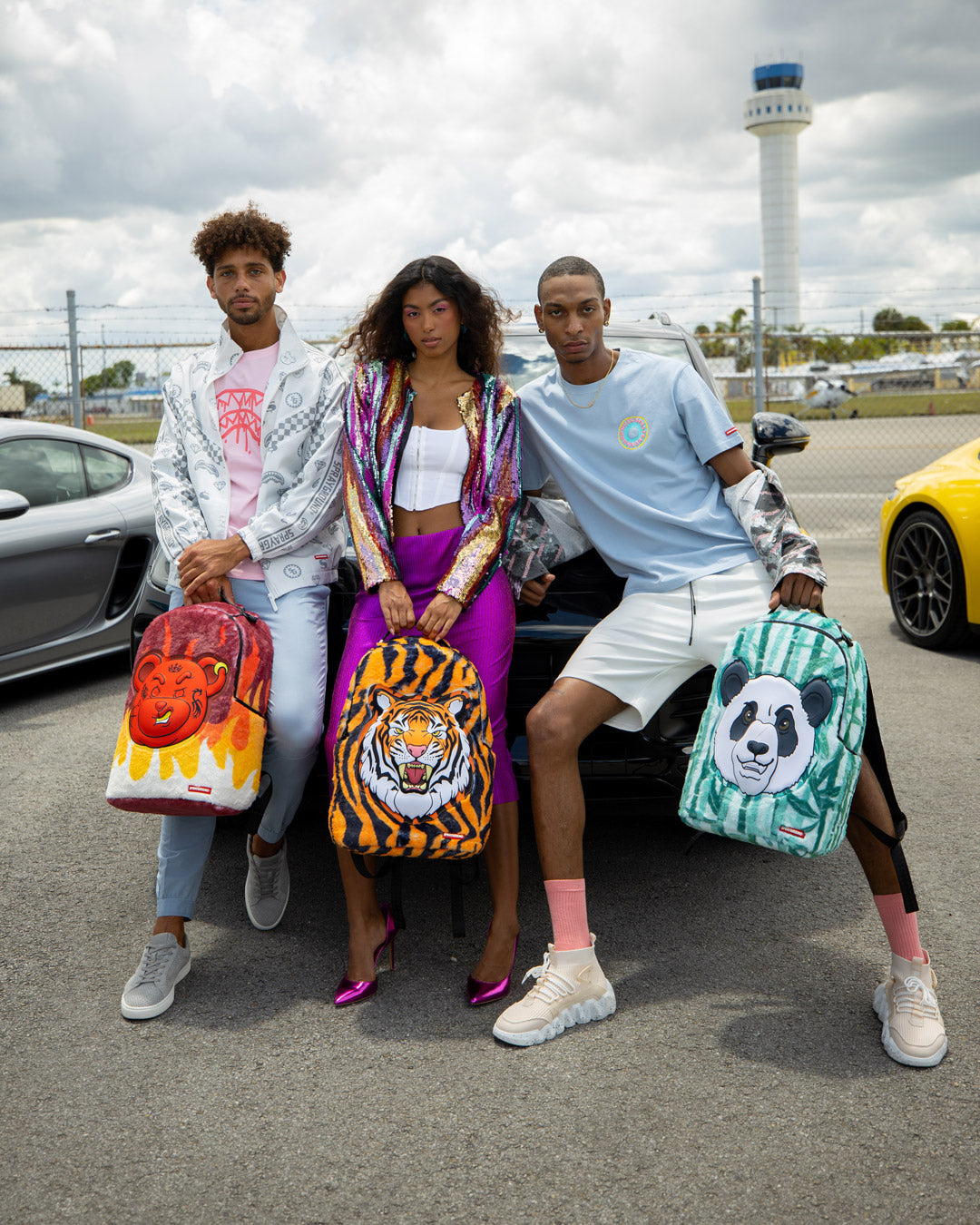 PANDA COZY VELOUR FUR BACKPACK