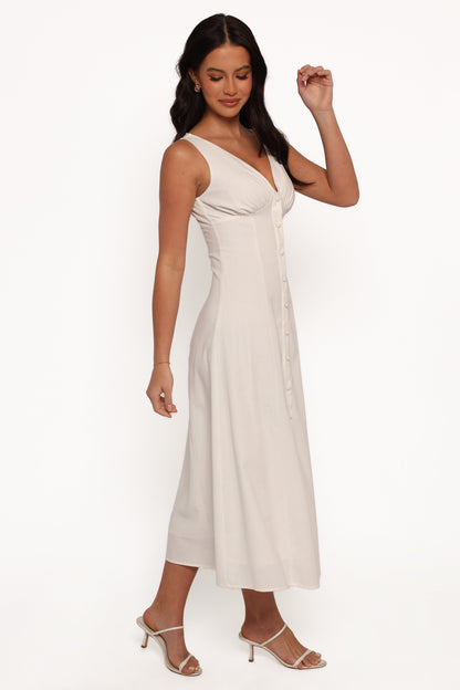 Barbara Midi Button Down Dress - White