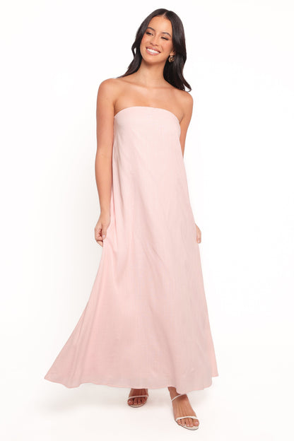 Bethany Strapless Midi Dress - Rosewater