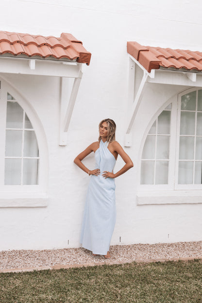 Betsy Halterneck Maxi Dress - Pale Blue