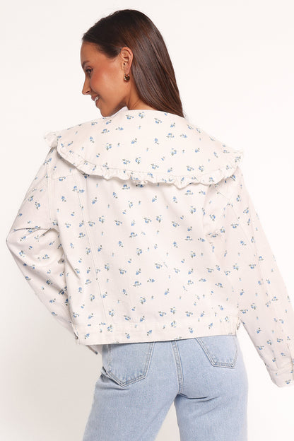 Blue Flower Denim Jacket - Off White