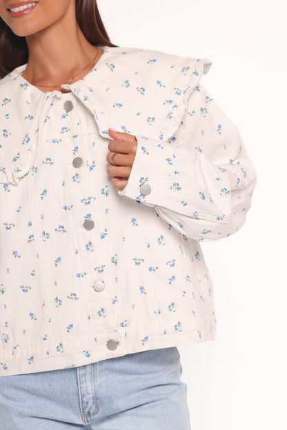 Blue Flower Denim Jacket - Off White