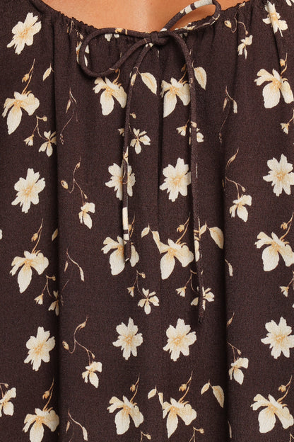 Bowman Maxi Dress - Brown Floral