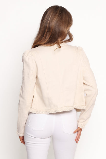 Braided Trim Crop Jacket - Ecru