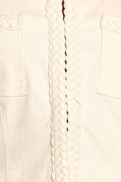 Braided Trim Crop Jacket - Ecru
