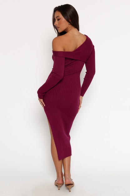 Cammie Long Sleeve Midi Dress - Fuchsia