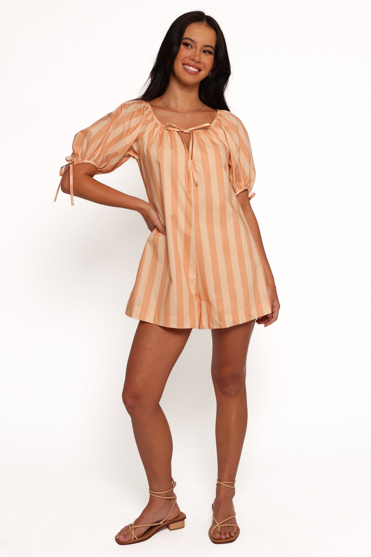 Carina Striped Romper - Terracotta Stripe