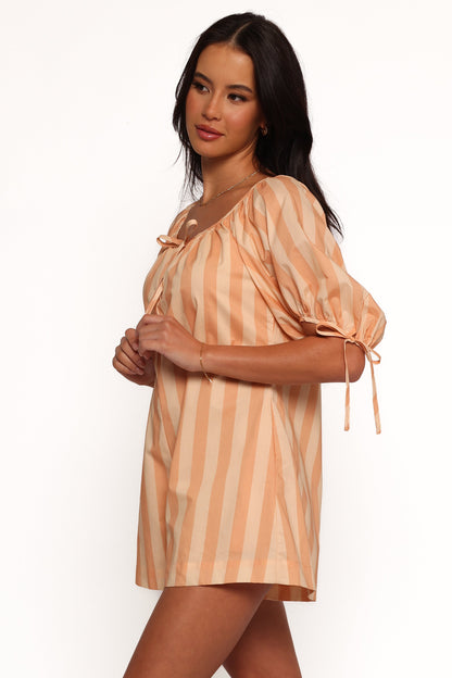 Carina Striped Romper - Terracotta Stripe