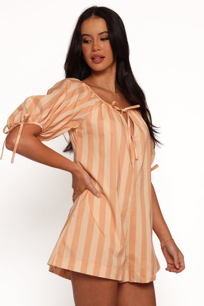Carina Striped Romper - Terracotta Stripe