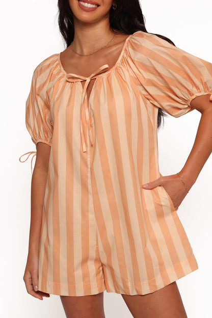 Carina Striped Romper - Terracotta Stripe