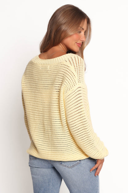 Carrie Button Front Cardigan - Yellow