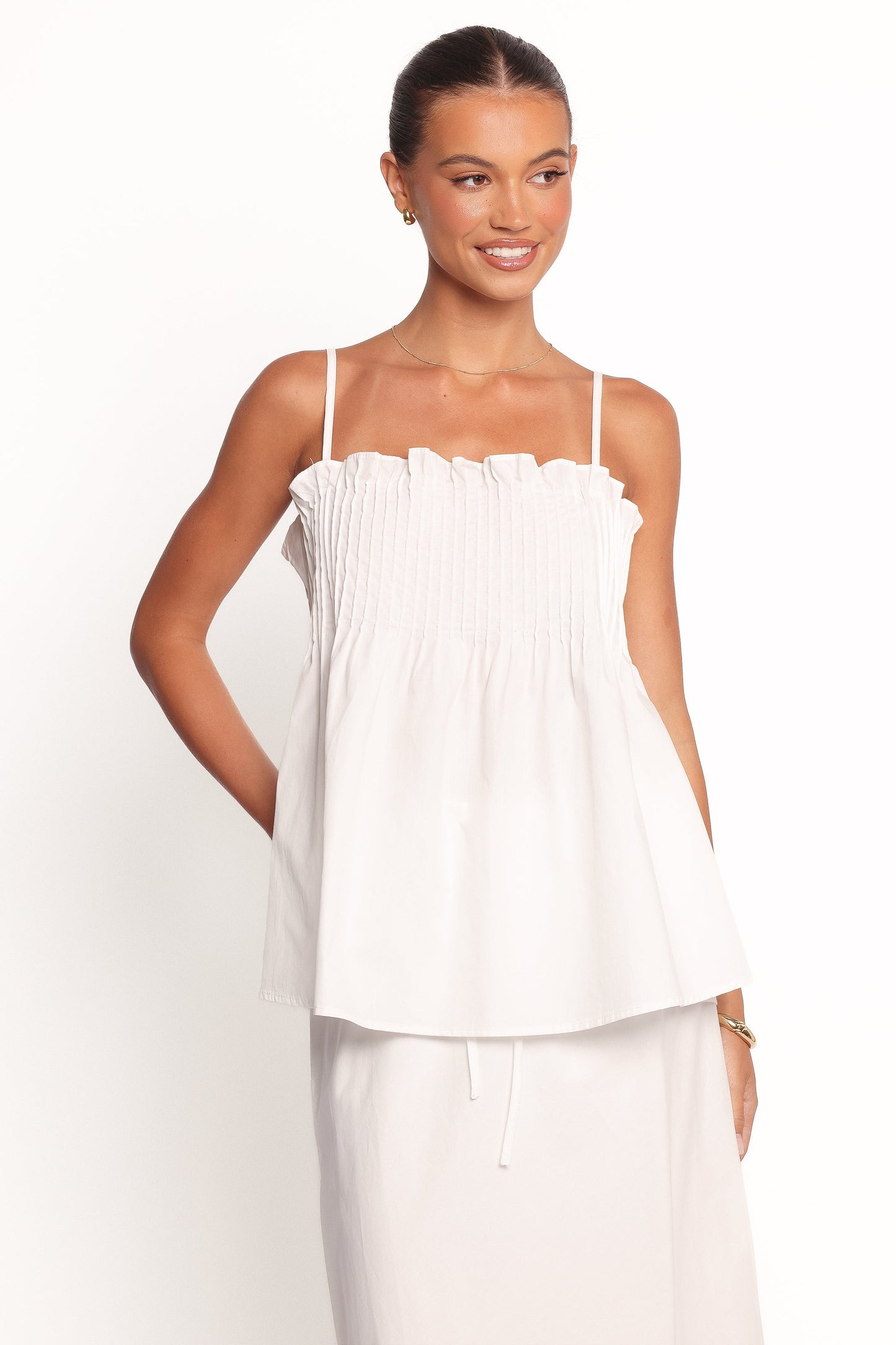 Carson Pleated Top - White