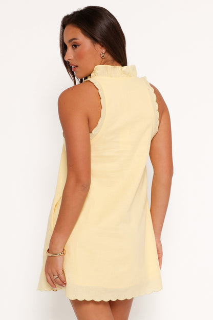 Cassandra Ruffle Mini Dress - Butter Yellow
