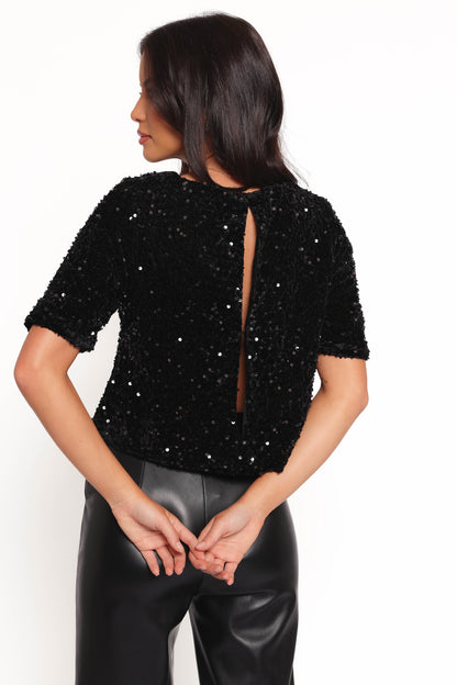 Celesti Sequin Top - Black