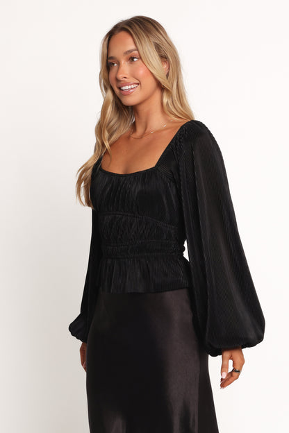 Ceppia Plisse Top - Black