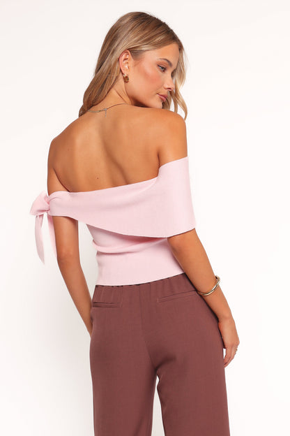 Charama Off Shoulder Knit Top - Pink