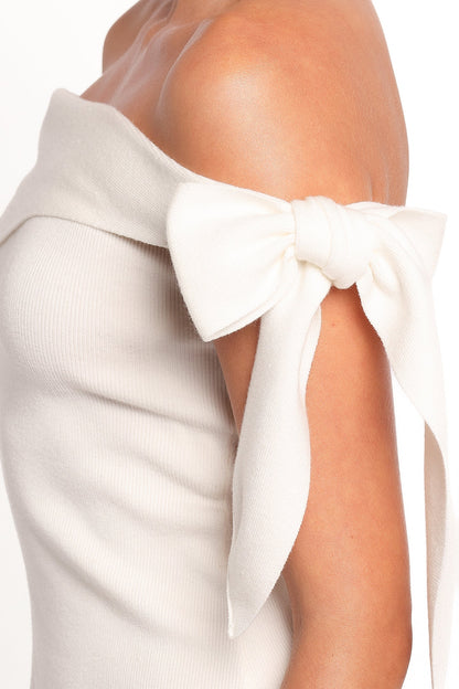 Charama Off Shoulder Knit Top - White