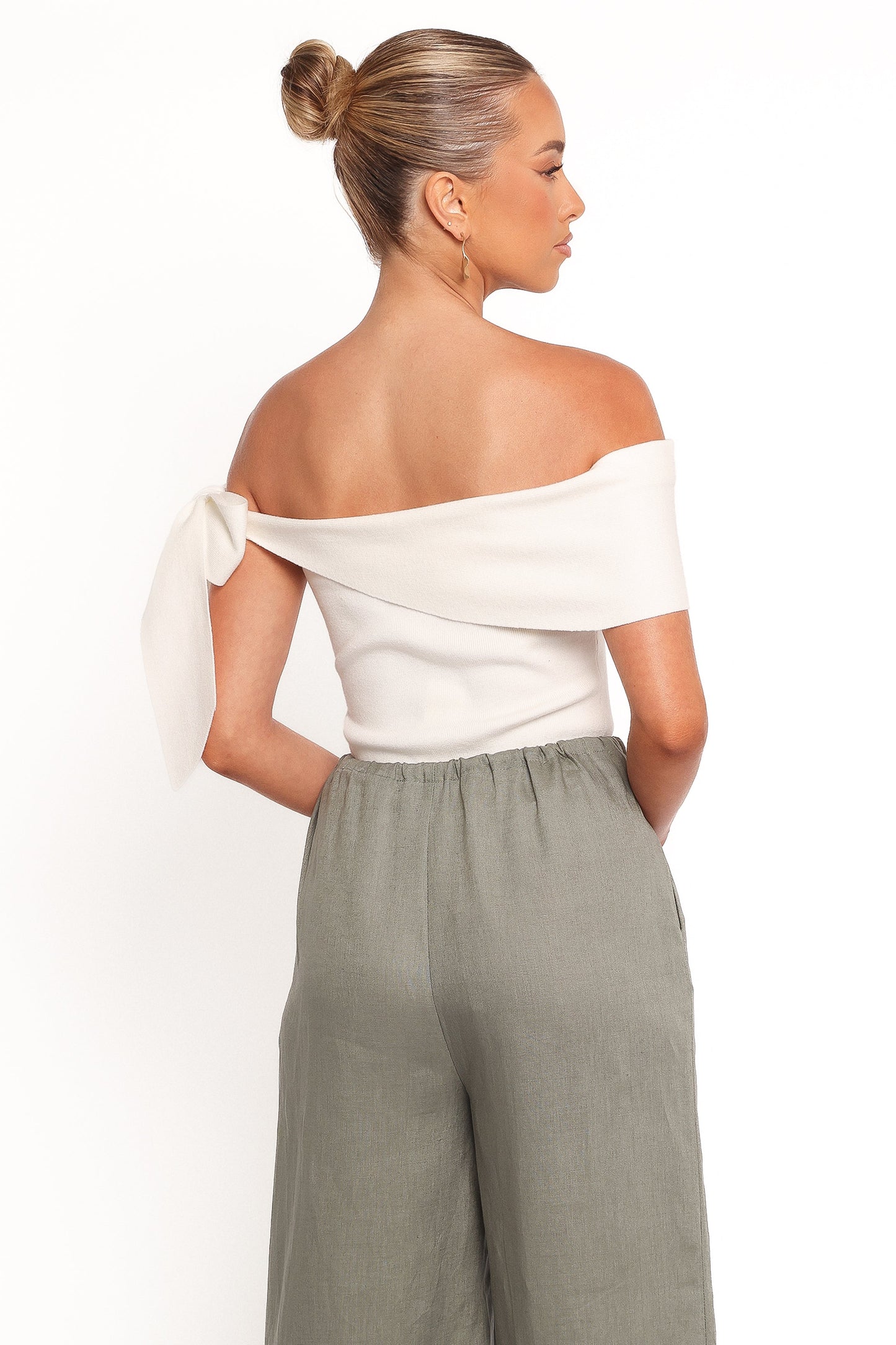 Charama Off Shoulder Knit Top - White